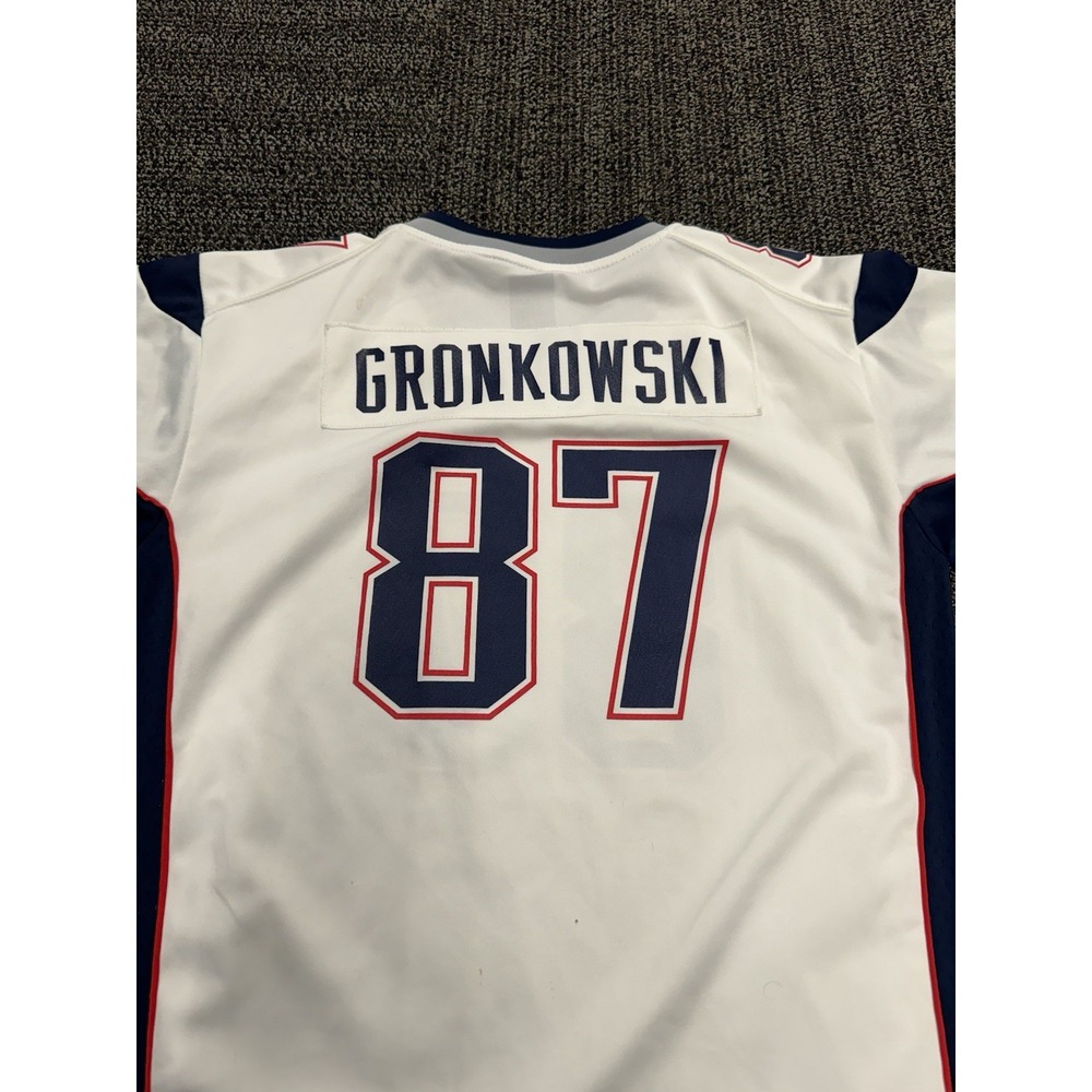 Rob Gronkowski Reebok New England Patriots Authentic On-Field White Youth XL - Picture 8 of 8